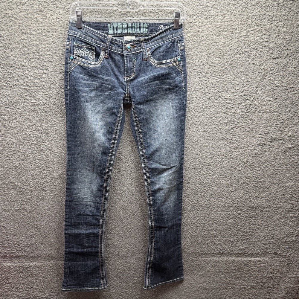 Hydraulic Jeans Juniors Size 5/6 Blue Denim Bailey Micro Boot Embroidered Pocket